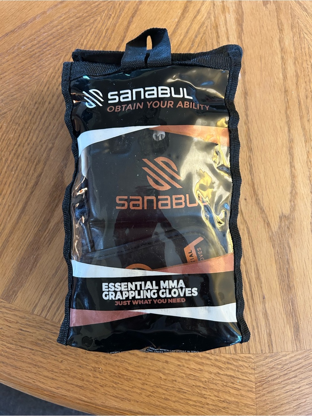 Sanabul Men's Essential MMA Grappling Gloves - Black with Orange Logo S/M